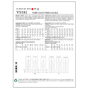 Vogue Sewing Pattern Misses' Custom-Fit Bootcut Pants 9181E5 (Sizes 14-22)