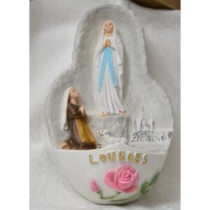 Large Resin Water Font, 200mm x 110mm, Our Lady Of Lourdes