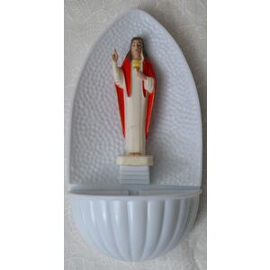 Plastic Water Font, Sacred Heart Of Jesus, 120mm x 67mm