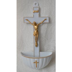 Plastic Water Font, Crucifix, 130mm x 67mm