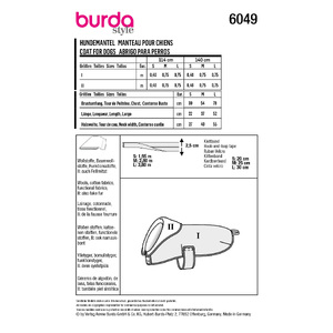 6049 BUR UNDEFINED PET Burda Sewing Pattern 6049