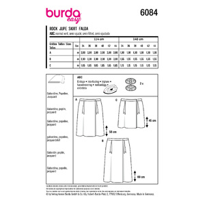 6084 BUR MISSES SKIRT / PANTS Burda Sewing Pattern 6084