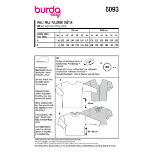 6093 BUR PLUS SIZE TOP / VEST Burda Sewing Pattern 6093