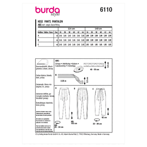 6110 BUR MISSES SKIRT / PANTS Burda Sewing Pattern 6110