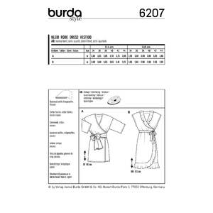 Burda Style Pattern 6207 Misses' Wrap Dress with Tie Bands - Hem and Neckline Flounces Burda Sewing Pattern 6207