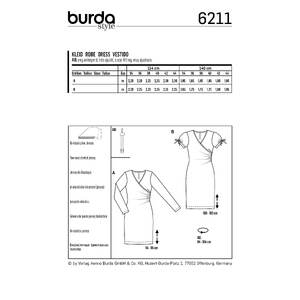 Burda Style Pattern 6211 Misses' Dress in Wrap Look - Figure Fitting Burda Sewing Pattern 6211