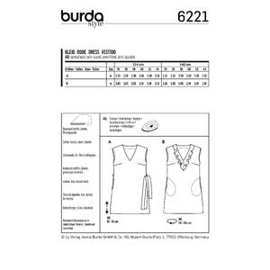 Burda Style Pattern 6221 Misses' Dress - Sleeveless - V-Neck with Flounce - Casual Cut Burda Sewing Pattern 6221