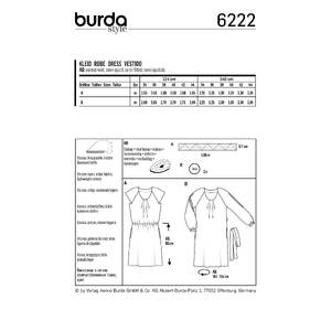 Burda Style Pattern 6222 Misses' Dress with Pleats at Neckline - Raglan Sleeves Burda Sewing Pattern 6222