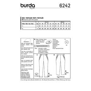 Burda Style Pattern 6242 Misses' Trousers/Pants with Side Zip Fastening - Hip Yoke Pockets - Turn-ups Burda Sewing Pattern 6242
