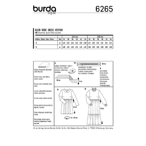 Burda Style Pattern 6265 Misses' Dresses Short or Midi Length with Tiered Skirt Burda Sewing Pattern 6265