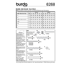 Burda Style Pattern 6268 Misses' Jumper Dress in Dirndl-Style, Blouse and Apron Burda Sewing Pattern 6268