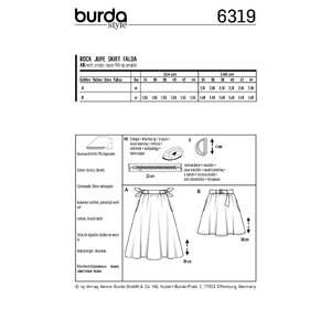Burda Style Pattern 6319 Misses' bell shaped skirt Burda Sewing Pattern 6319