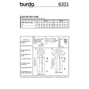 Burda Style Pattern 6321 Misses' dress with lapels Burda Sewing Pattern 6321
