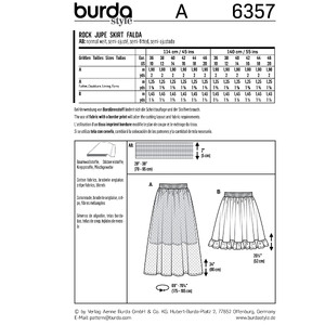 Burda Style Pattern B6357 Women's Skirt Burda Sewing Pattern 6357