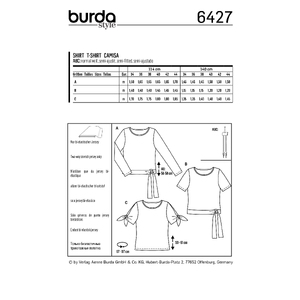 Burda Style Pattern B6427 Misses Top with Waist Ties Burda Sewing Pattern 6427