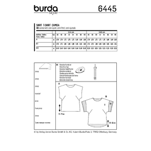 Burda Style Pattern B6445 Women's Curved Hem Simple Tops Burda Sewing Pattern 6445