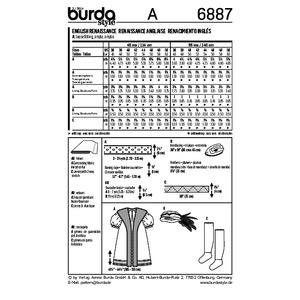 Burda B6887 burda style historical costumes Sewing Pattern Burda Sewing Pattern 6887
