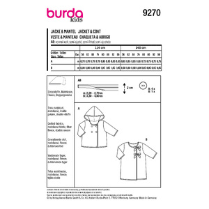 9270 BUR BABY JACKET Burda Sewing Pattern 9270