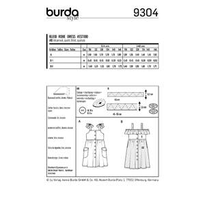 Burda Style Pattern 9304 Children's Pinafore Dress with Front Button Fastening – Gathered Skirt Burda Sewing Pattern 9304