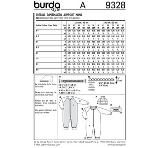 Burda Style Pattern B9328 Baby's Romper Burda Sewing Pattern 9328