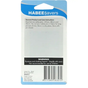 Black Safety Pins Assorted pack of 80 by Habeesavers