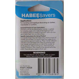 Habeesavers Iron-On Patches, Medium DENIM, 1 Piece Light Weight, 24cm x 9cm