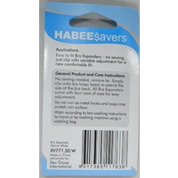 Habeesavers Bra Expander, 50mm Depth, 3 Hook WHITE, Eliminates Tightness