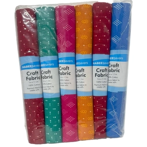 6 x Fat Metres ASSORTED Colour/Designs, 100% Cotton each 1m x 1.1m