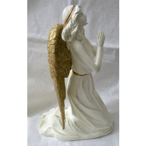 Praying Angel, White / Gold, 25 x 16 x 15cm, Poly, Christmas Angel