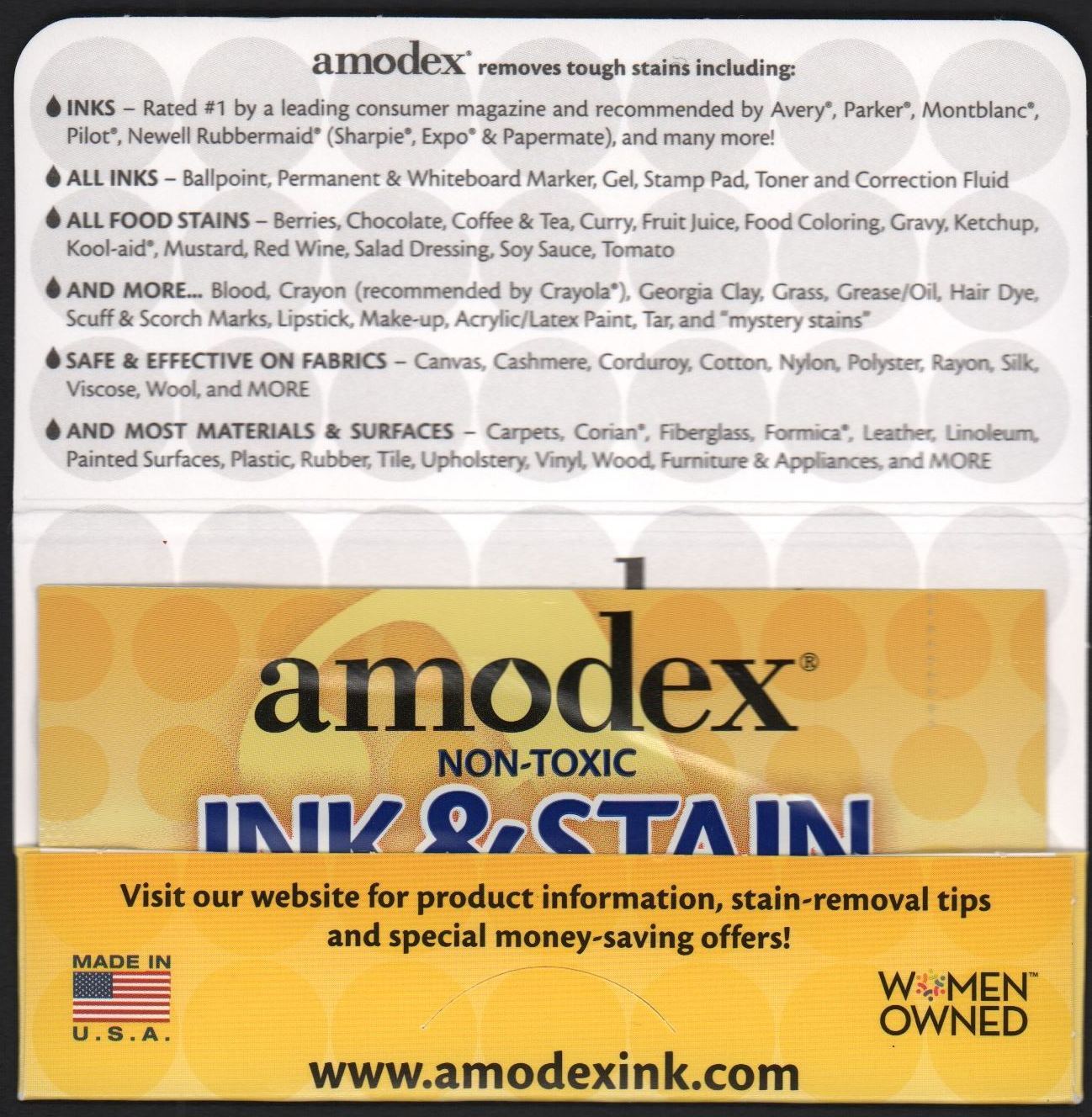 Amodex Ink & Stain Remover Single Trial Sachet Packed in Travel Packet