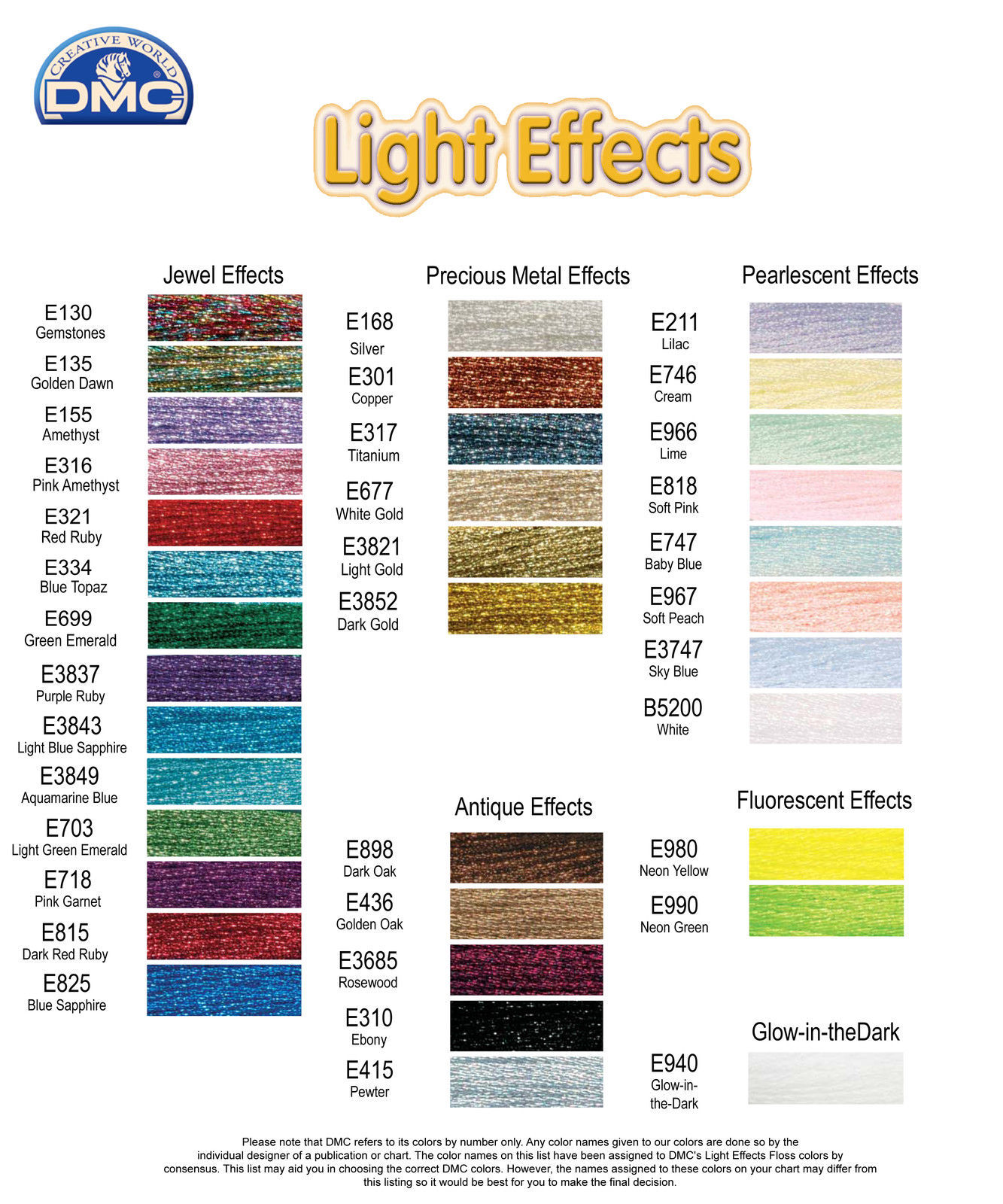 DMC Light Effects Thread METALLIC FLOSS, EMBROIDERY THREAD, 8m SKEIN, SELECT COL - Imagen 48 de 111
