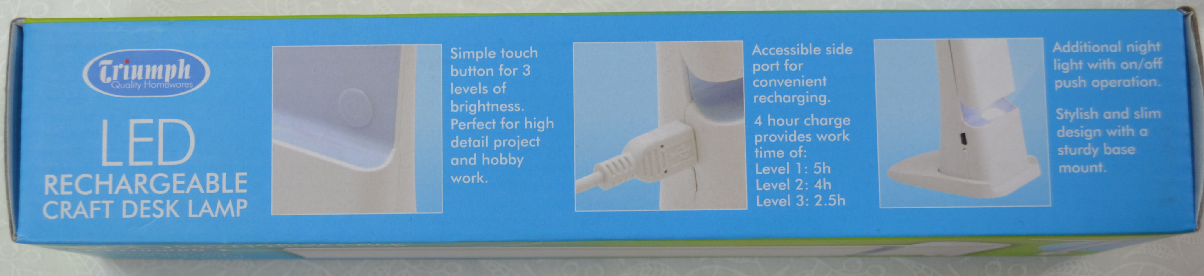 Triumph LED Rechargeable Craft Desk Lamp Blue/White