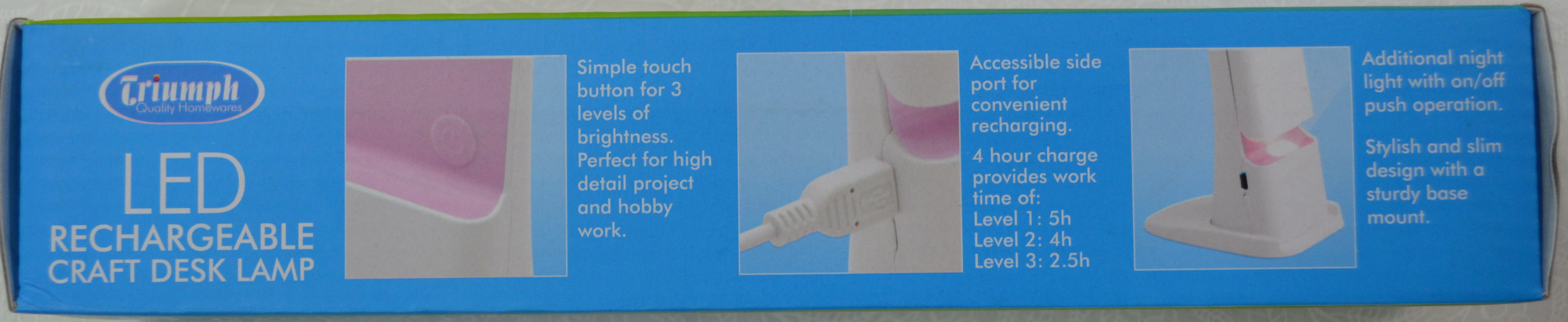 Triumph LED Rechargeable Craft Desk Lamp Pink/White