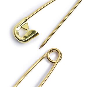 Safety Pins, 19/23/27mm, Assorted Gold-Coloured, 30 pins per pack by Prym