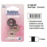 Hemline Bobbins Standard Metal Type 120.01, See Pack Back For Details, pack of 3