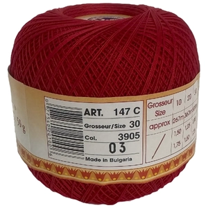 DMC Babylo Size 30, 3905 RED Crochet Cotton, 50g Ball