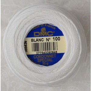 DMC Cordonnet Special Size 100 BLANC (WHITE) 6 Cord Crochet Cotton 20g Ball