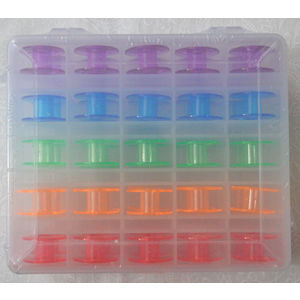 Hemline Double Sided Bobbin Box with 50 Plastic Bobbins (Empty - No Thread)