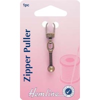 Hemline Zipper Puller, Bronze Tone Ball Zip Puller Replacement, Instructions Included