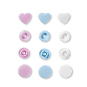 Prym Love Colour Snap Fasteners Heart 12.44mm, Rose/Green/Light Blue