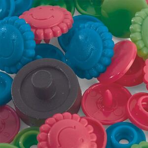 Prym Love Colour Snap Fasteners Flower 13.6mm, Turquoise/Green/Pink