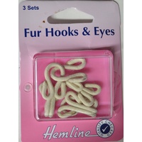 Hemline Fur Hooks & Eyes Fasteners, Extra Large, Beige, 3 Sets, Re-Usable Box