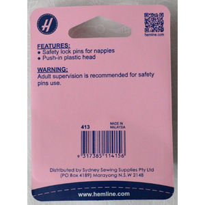 Hemline Nappy Pins, Safety Lock Pins 56mm, 6 pieces, Pins For Nappies