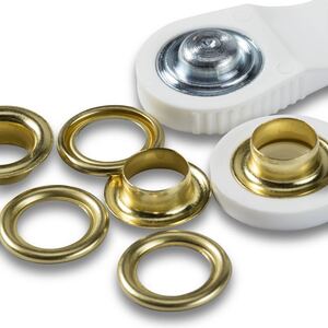 Eyelets And Washers, 11mm, Gold-Coloured, Pack of 15 by Prym