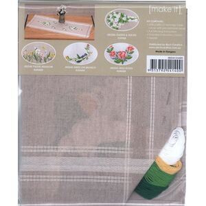 Make It DAISES & LEAVES Table Runner Traced Linen Cross Stitch Kit #585245