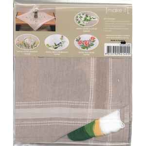 Make It DAISES & LEAVES Table Topper Traced Linen Cross Stitch Kit #585246