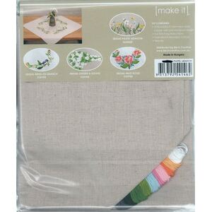 Make It PASTEL MEADOW Table Topper Traced Linen Cross Stitch Kit #585246