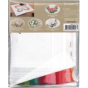 Make It WILD ROSES Table Topper Traced Linen Cross Stitch Kit #585246