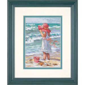 Dimensions GIRL AT THE BEACH Counted Cross Stitch Kit, #65078, Gold Petites