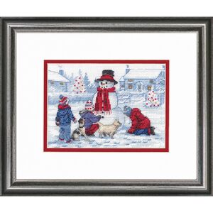 BUILDING A SNOWMAN Counted Cross Stitch Kit 7" x 5" (17.7cm x 12.7cm)